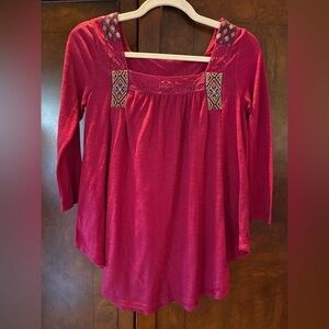 Mudd Women's Burgundy Tunic with Embroidery